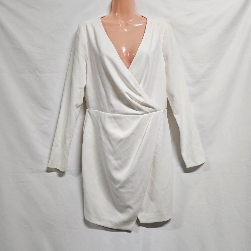 Black Halo Carie Faux Wrap Mini Dress Women Size 10 Ivory - Picture 3 of 14